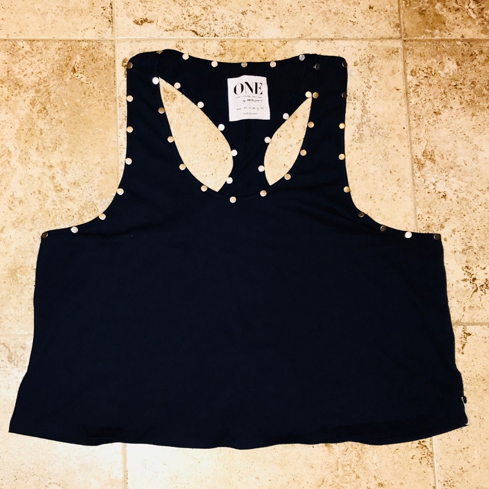 ONE Studded Dark Blue Crop Tank NWOT Sz L